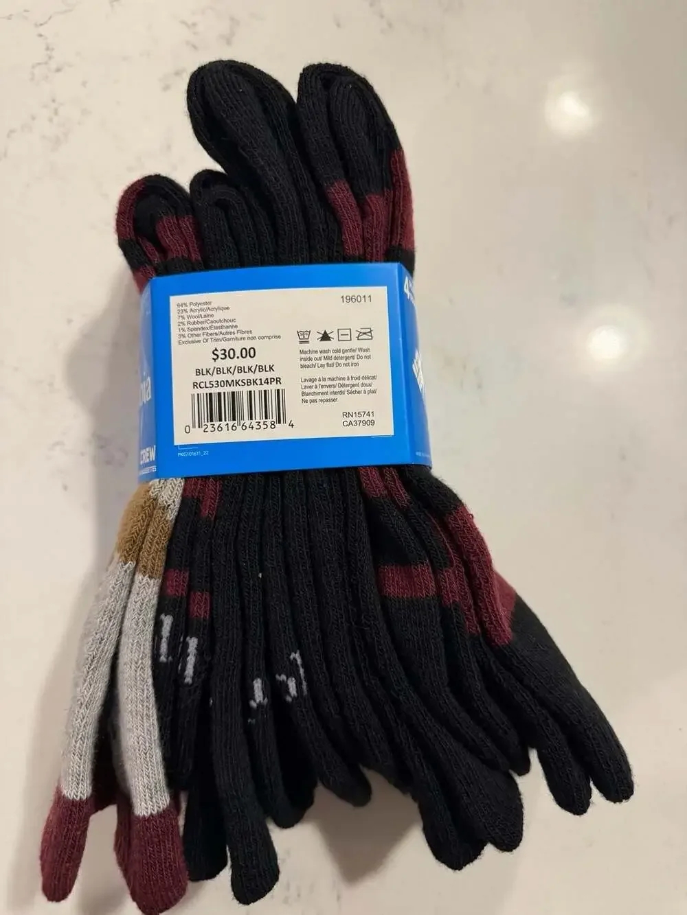 Columbia Men's Wool Blend Boot Socks, 4 Pack Shoe sz 6-12 $30
